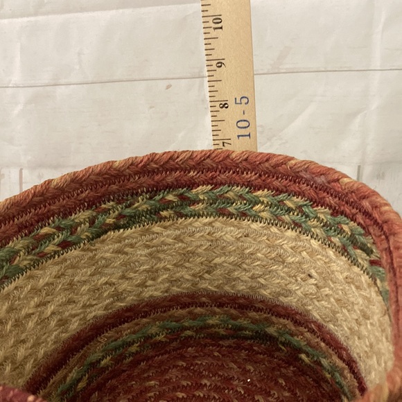 Jute Braided Cranberry Utility Basket Braided Handles - Picture 8 of 9